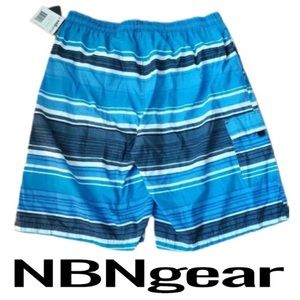 New NBN Gear Men’s 4XL Blue Swim Trunks Cargo Board Shorts Summer Dry Quick